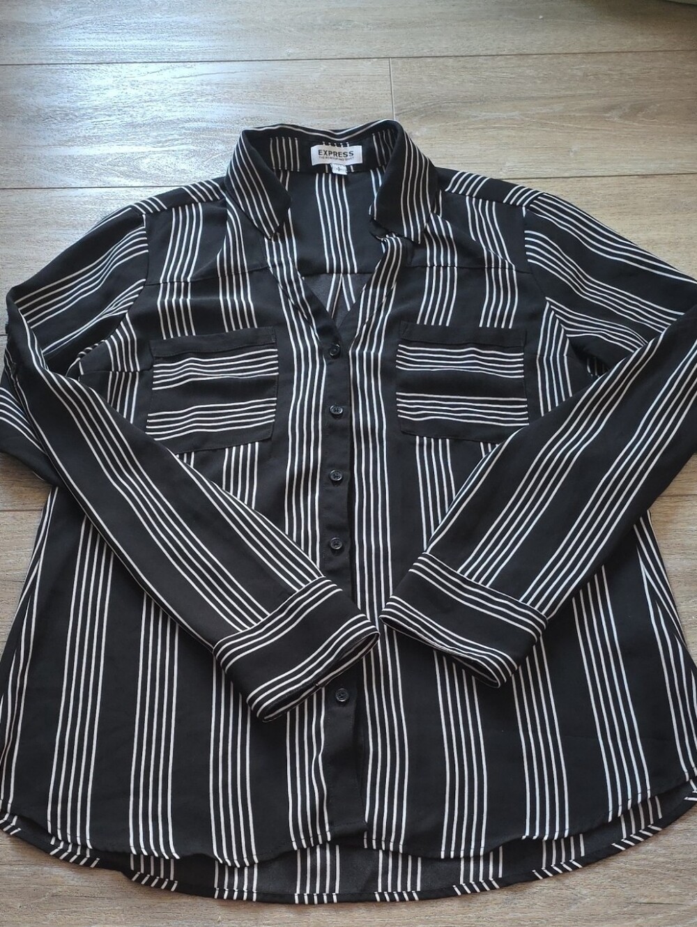 Express Black and White Striped Shirt